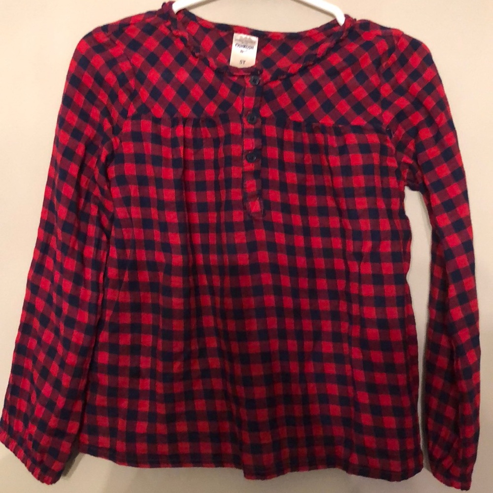 Oshkosh toddler girls 5T plaid dress top